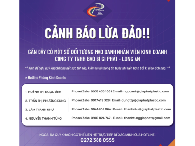 Cảnh Báo Giả Mạo Nhân Viên Công Ty Bao Bì Gia Phát - Long An !